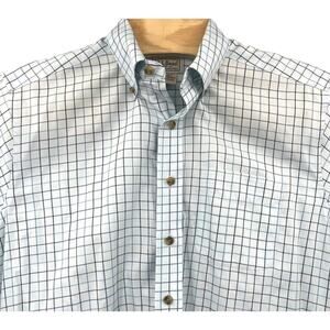 L.L.Bean Wrinkle Free Traditional Fit White Blue Tint Graph Check Medium Tall